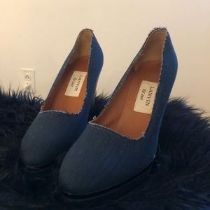 LANVIN Platform High Heels Shoes Denim